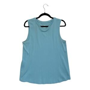 J. Jill Perfect Pima Shirttail Sleeveless Tee Women's Sz M Light Blue Timeless